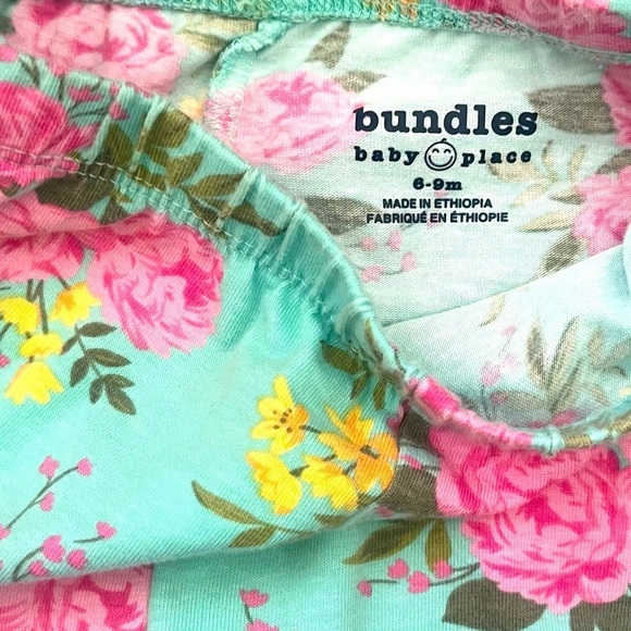 Bundles baby Place pull-on Floral Print Leggings elastic waist blue Girl 6-9 Mo - Picture 8 of 9